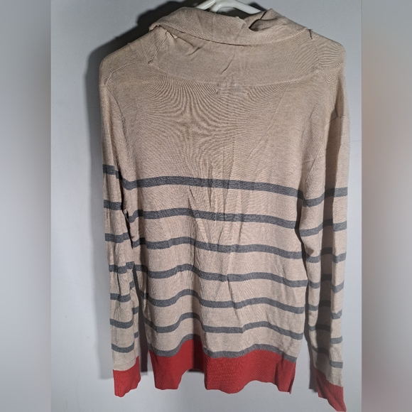 Mexx Cowl Neck Cream and Grey Striped Long Sleeve Size Large - Picture 3 of 6